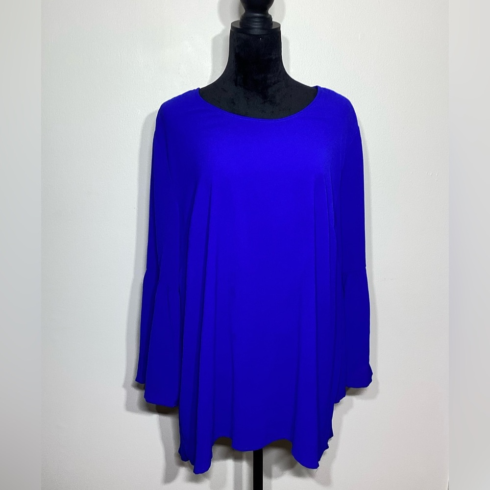 Kari Lyn Blue Bell Sleeve Blouse Size 1X